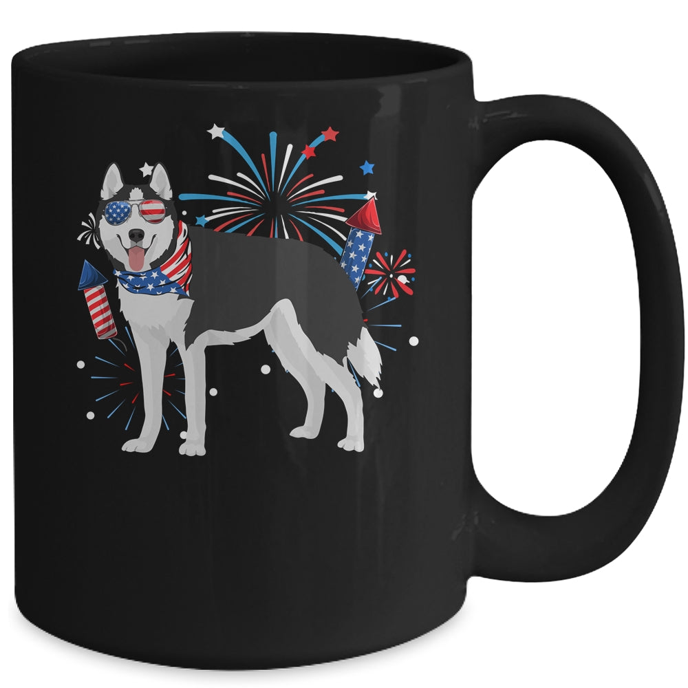 Siberian Husky Dog American USA Flag 4th of July women Lover Mug | teecentury