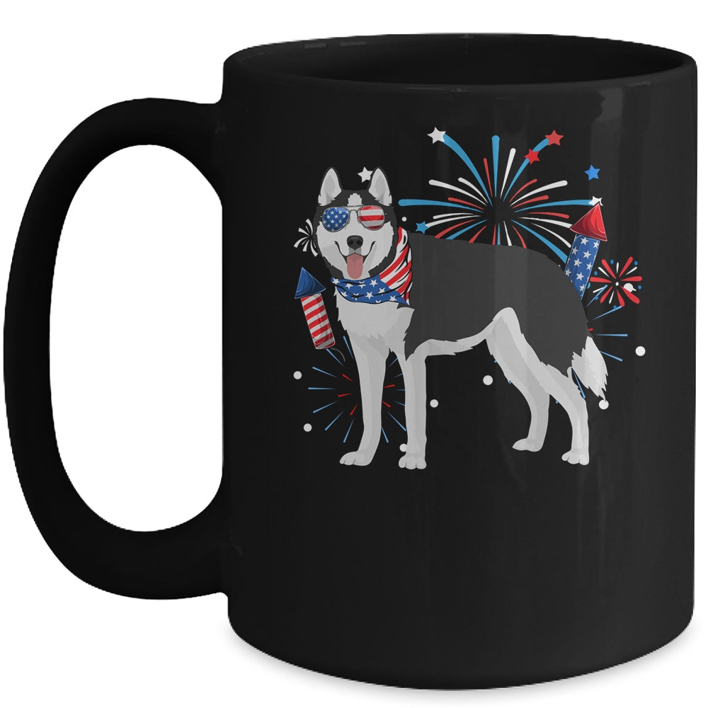 Siberian Husky Dog American USA Flag 4th of July women Lover Mug | teecentury