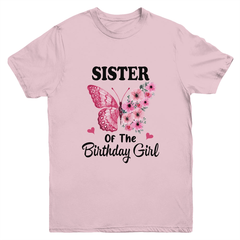 Sister 1st First Birthday Matching Family Butterfly Floral Youth Shirt | teecentury
