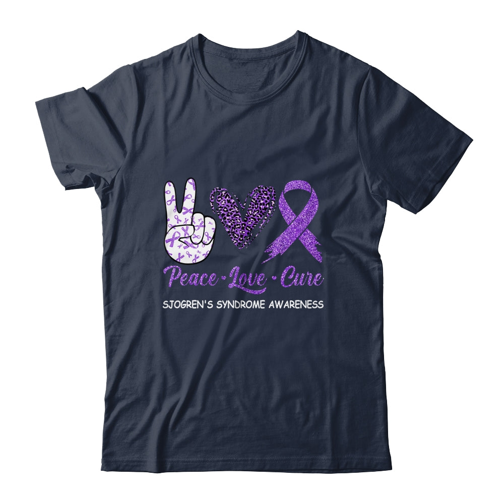 Sjogren's Syndrome Awareness Peace Love Cure Leopard T-Shirt & Hoodie | Teecentury.com