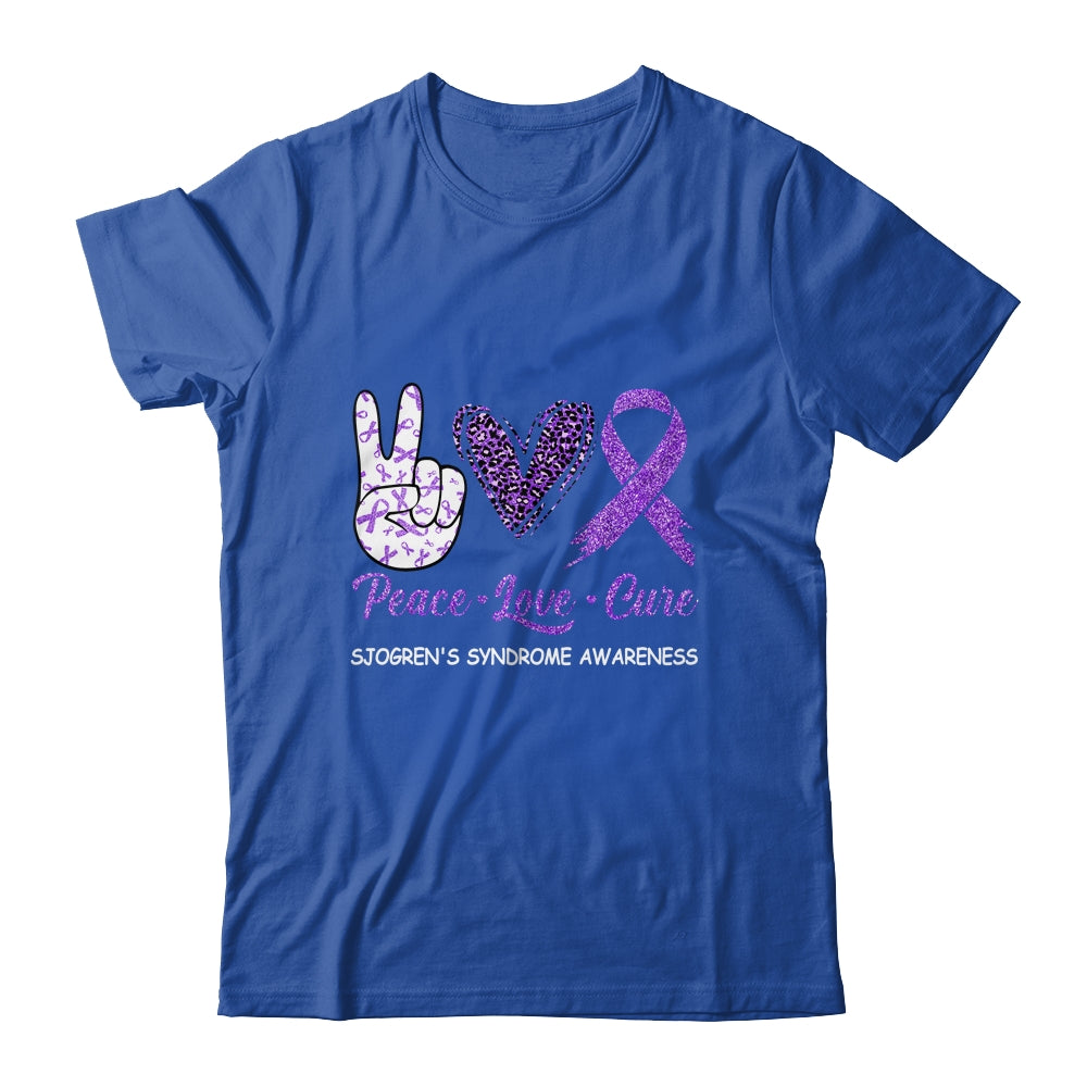 Sjogren's Syndrome Awareness Peace Love Cure Leopard T-Shirt & Hoodie | Teecentury.com