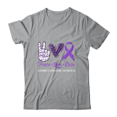 Sjogren's Syndrome Awareness Peace Love Cure Leopard T-Shirt & Hoodie | Teecentury.com