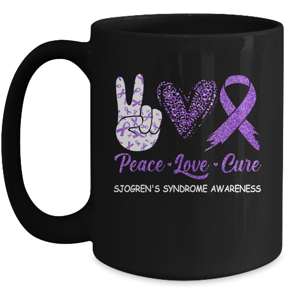 Sjogren's Syndrome Awareness Peace Love Cure Leopard Mug Coffee Mug | Teecentury.com
