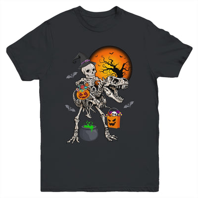 Skeleton Dinosaur T Rex Boys Halloween Mummy Funny Pumpkin Youth Shirt | teecentury