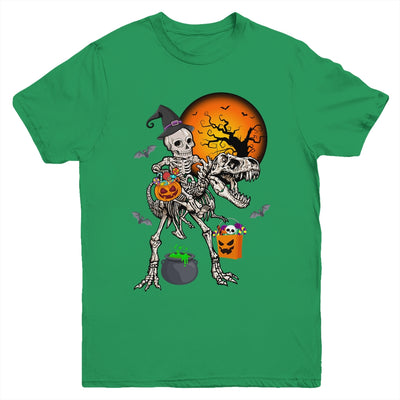 Skeleton Dinosaur T Rex Boys Halloween Mummy Funny Pumpkin Youth Shirt | teecentury