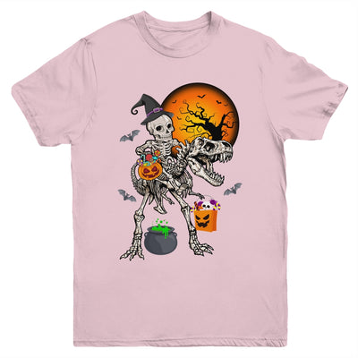 Skeleton Dinosaur T Rex Boys Halloween Mummy Funny Pumpkin Youth Shirt | teecentury