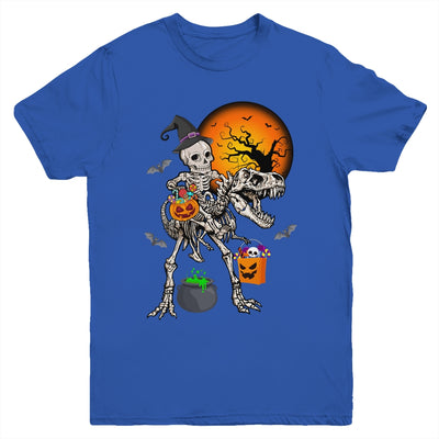 Skeleton Dinosaur T Rex Boys Halloween Mummy Funny Pumpkin Youth Shirt | teecentury