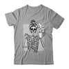 Skeleton Drinking Coffee Messy Bun Halloween Costume Women Shirt & Hoodie | teecentury