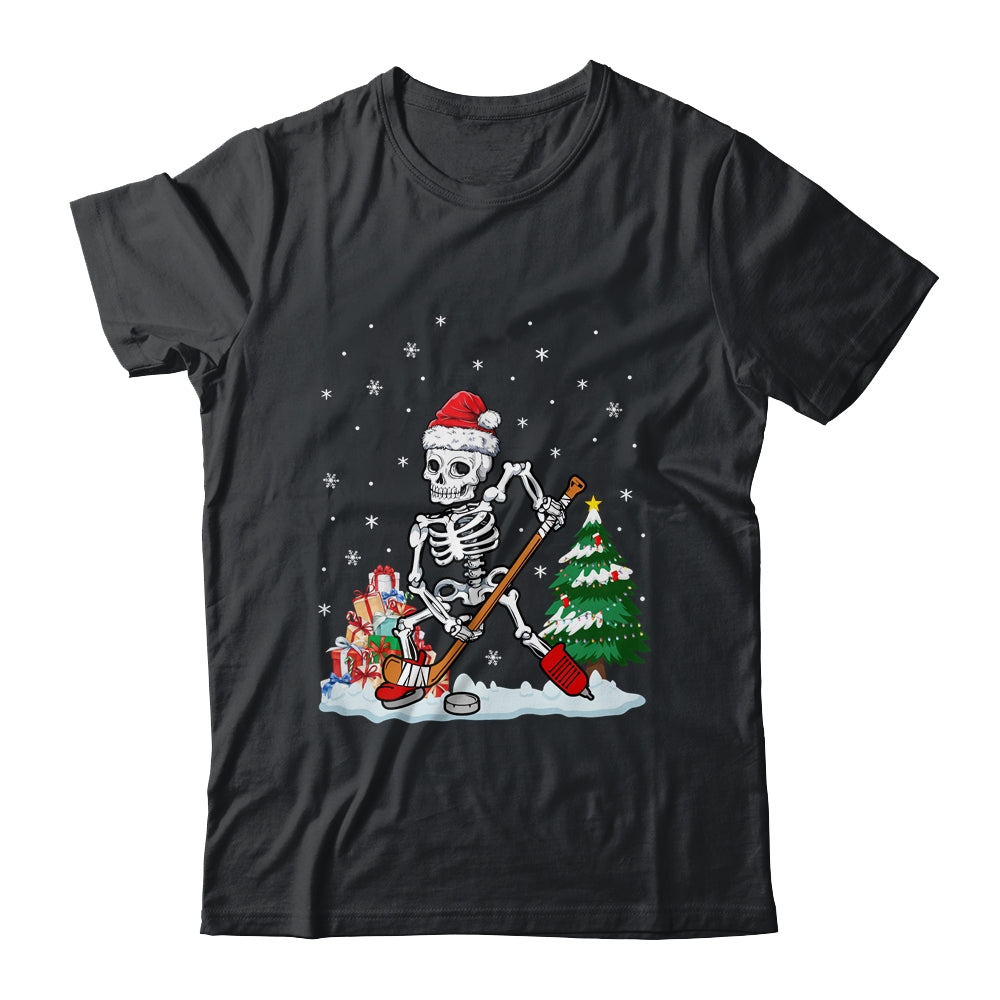 Skeleton Ice Hockey Lover Christmas Costume Skates Christmas Shirt & Sweatshirt | teecentury
