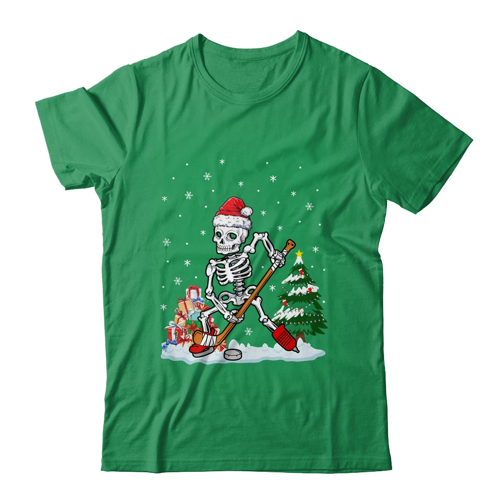 Skeleton Ice Hockey Lover Christmas Costume Skates Christmas Shirt & Sweatshirt | teecentury
