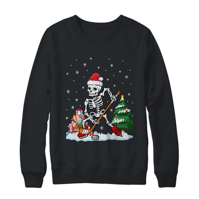 Skeleton Ice Hockey Lover Christmas Costume Skates Christmas Shirt & Sweatshirt | teecentury