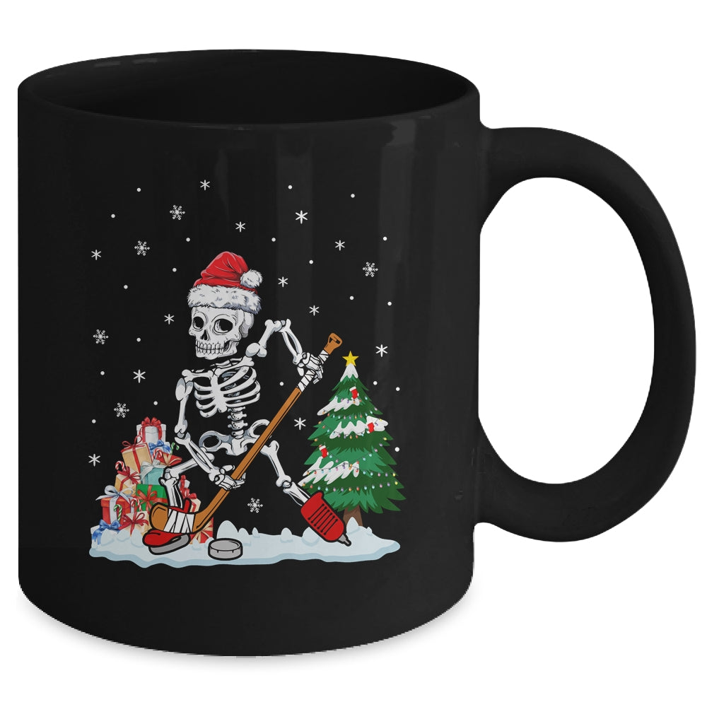 Skeleton Ice Hockey Lover Christmas Costume Skates Christmas Mug | teecentury