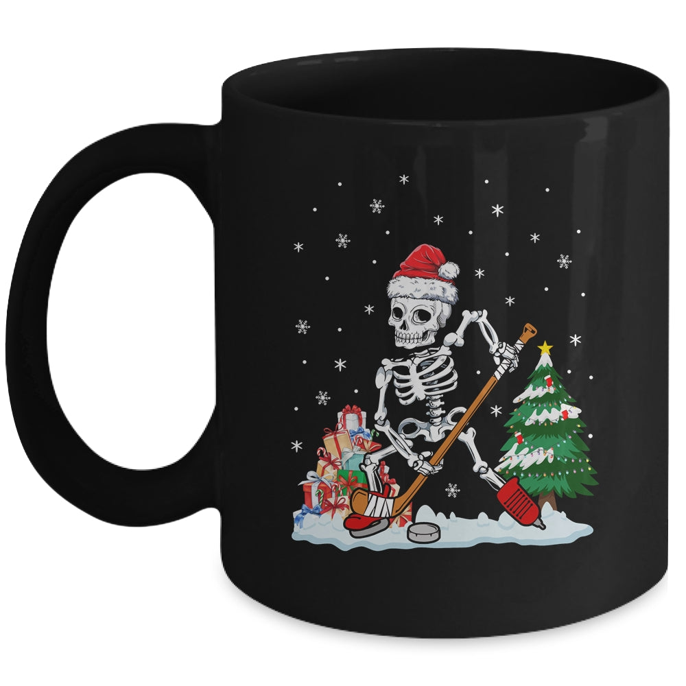 Skeleton Ice Hockey Lover Christmas Costume Skates Christmas Mug | teecentury