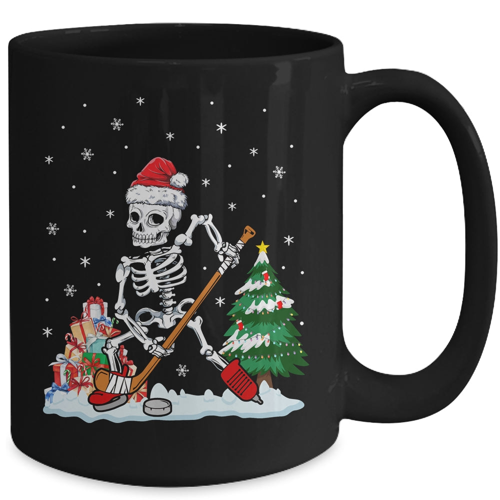 Skeleton Ice Hockey Lover Christmas Costume Skates Christmas Mug | teecentury