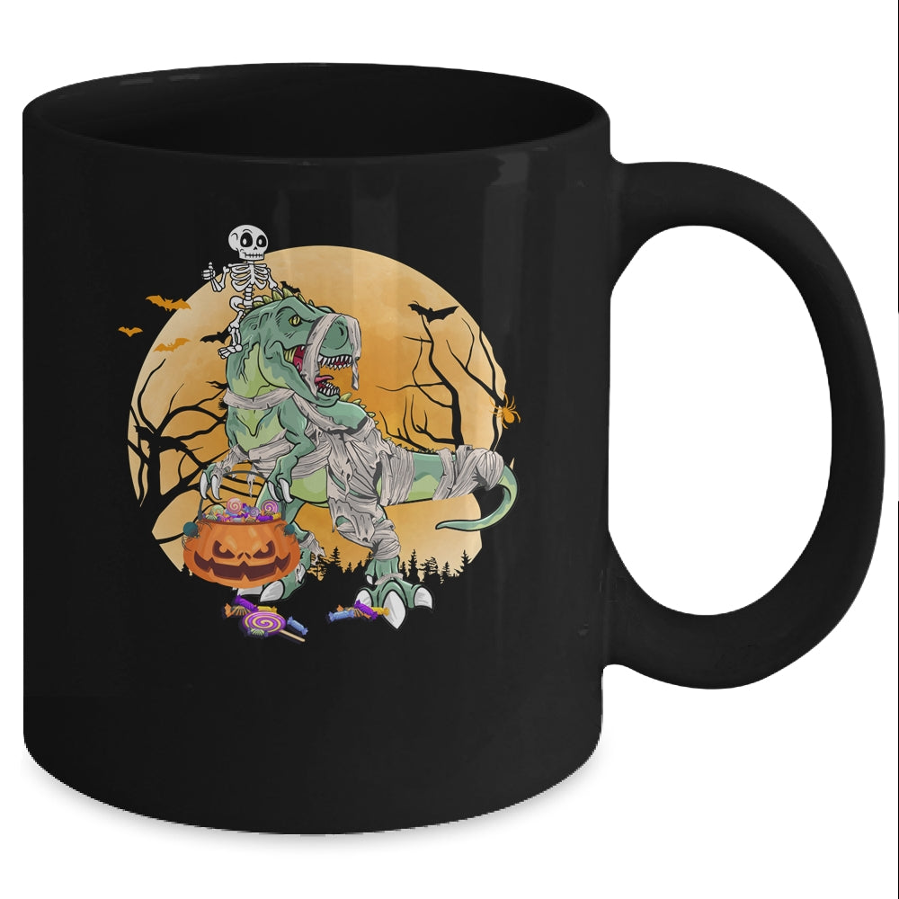 Skeleton Riding Mummy T Rex Halloween Boys Girls Kids Mug Coffee Mug | Teecentury.com