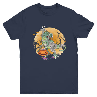 Skeleton Riding Mummy T Rex Halloween Boys Girls Kids Youth Youth Shirt | Teecentury.com