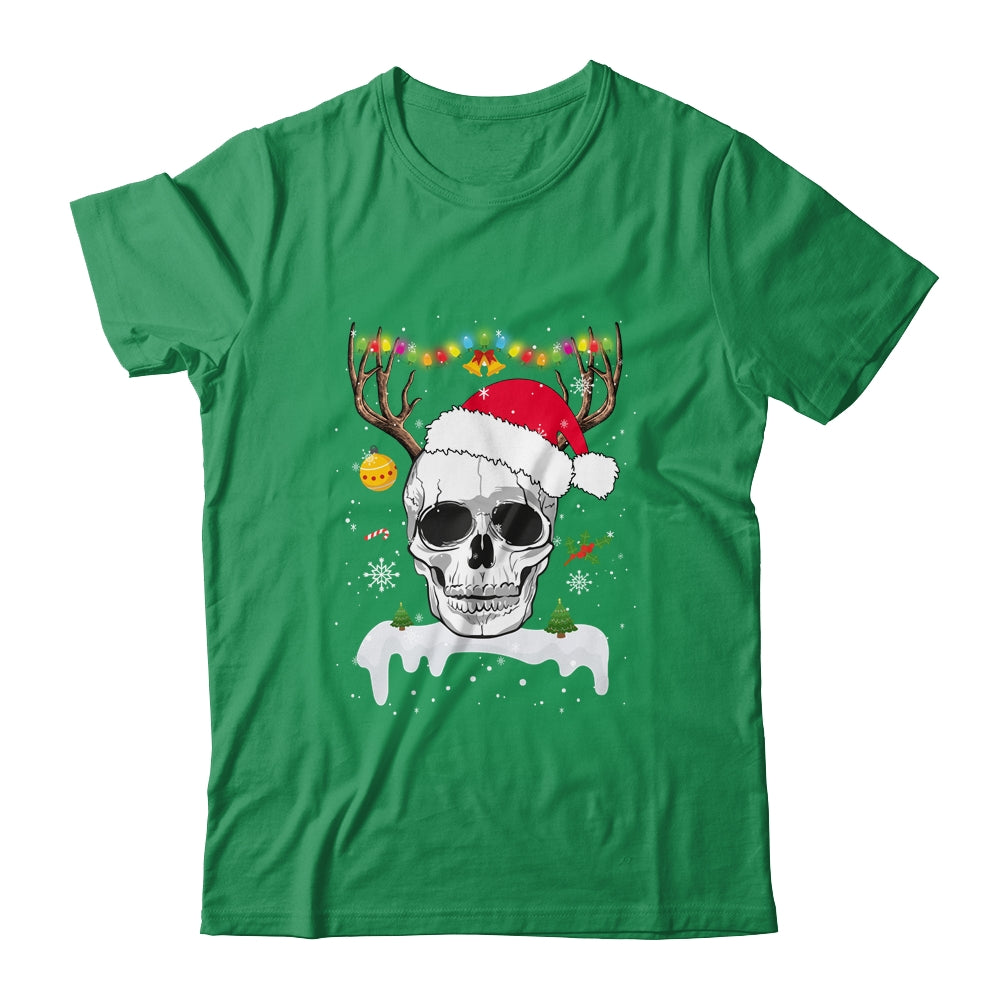 Skull Reindeer Christmas Funny Skulls Santa Hat Reindeer T-Shirt & Sweatshirt | Teecentury.com