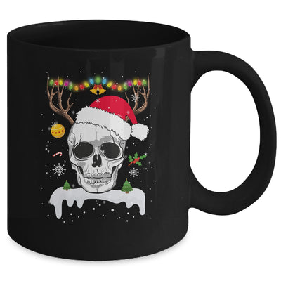 Skull Reindeer Christmas Funny Skulls Santa Hat Reindeer Mug Coffee Mug | Teecentury.com