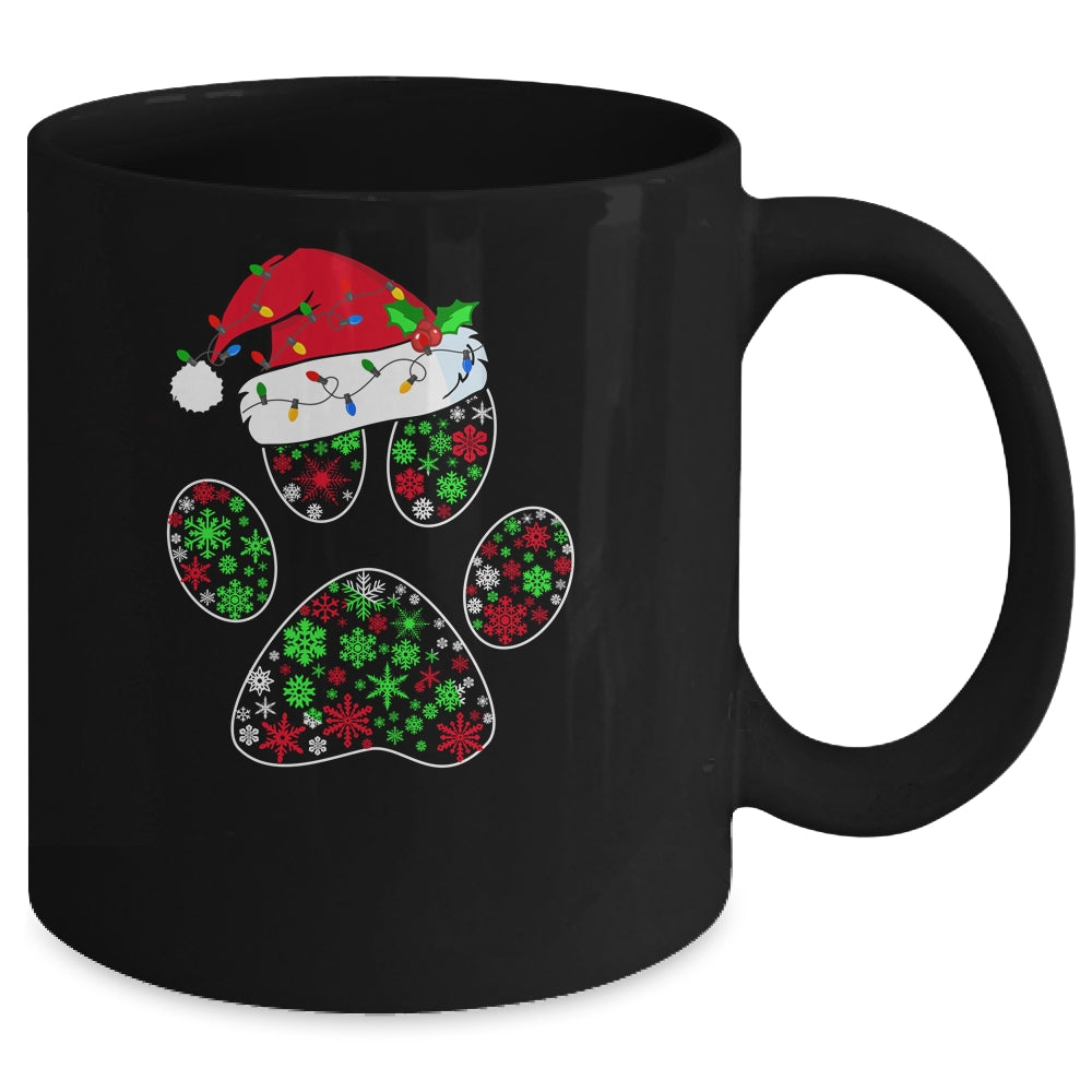 Snowflakes Dog Paw Santa Hat Christmas Dog Lovers Gift Mug Coffee Mug | Teecentury.com