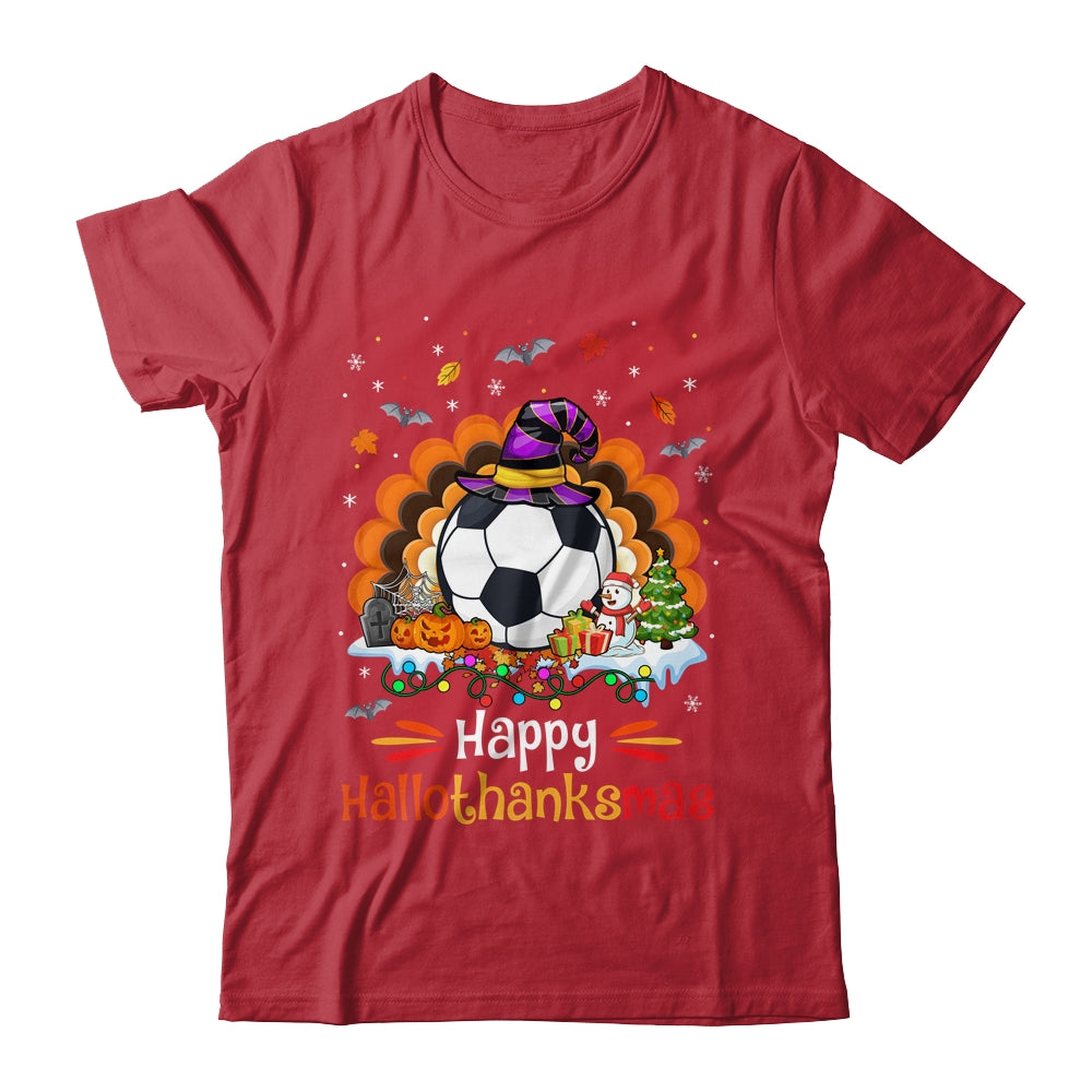 Soccer Halloween Christmas Thanksgiving Hallothanksmas Shirt & Sweatshirt | teecentury