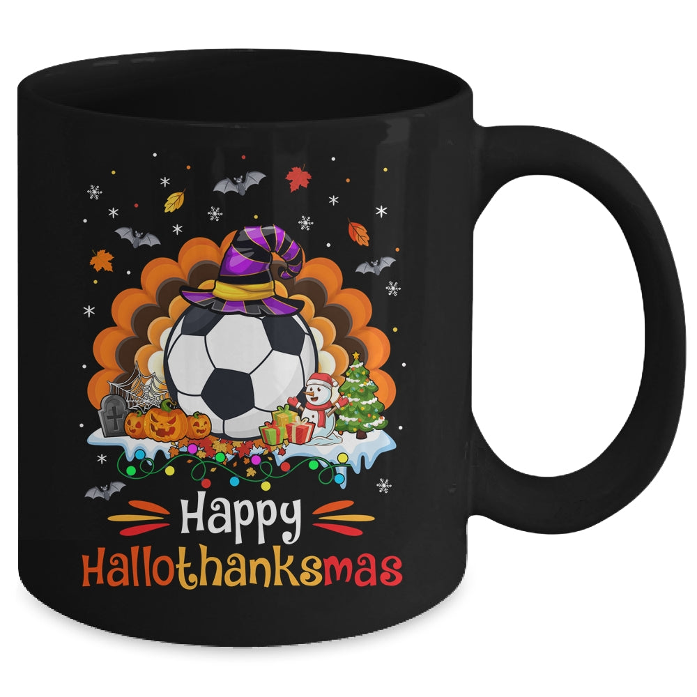 Soccer Halloween Christmas Thanksgiving Hallothanksmas Mug | teecentury