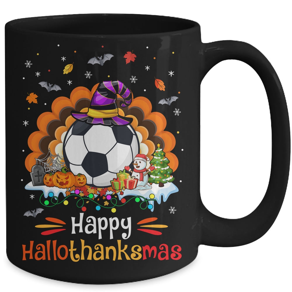 Soccer Halloween Christmas Thanksgiving Hallothanksmas Mug | teecentury