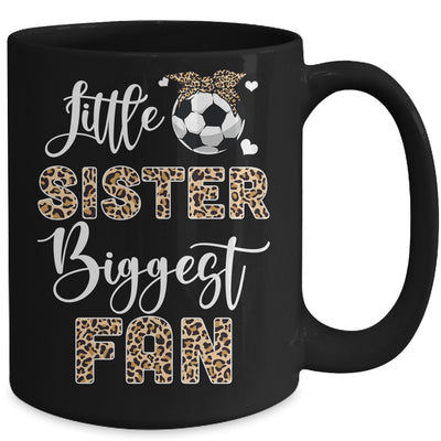 Soccer Little Sister Biggest Fan Soccer Sister Leopard Mug | teecentury