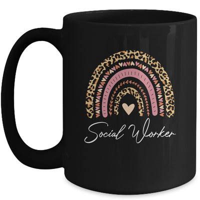 Social Worker Leopard Rainbow Women Girls Mug Coffee Mug | Teecentury.com
