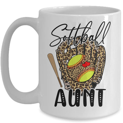 Softball Aunt Leopard Game Day Softball Lover Mothers Day Mug | teecentury