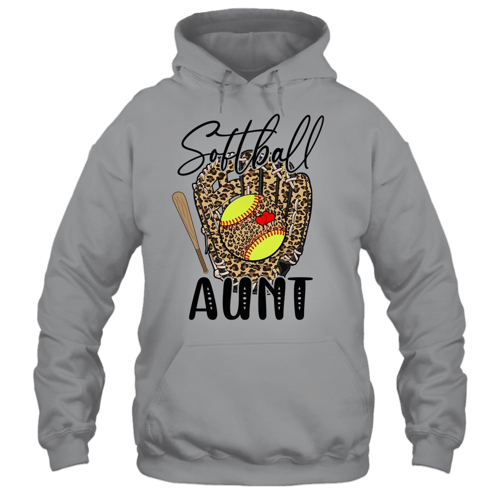 Softball Aunt Leopard Game Day Softball Lover Mothers Day Shirt & Tank Top | teecentury