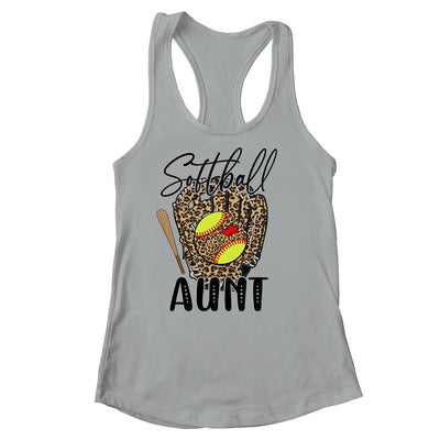 Softball Aunt Leopard Game Day Softball Lover Mothers Day Shirt & Tank Top | teecentury