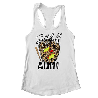 Softball Aunt Leopard Game Day Softball Lover Mothers Day Shirt & Tank Top | teecentury