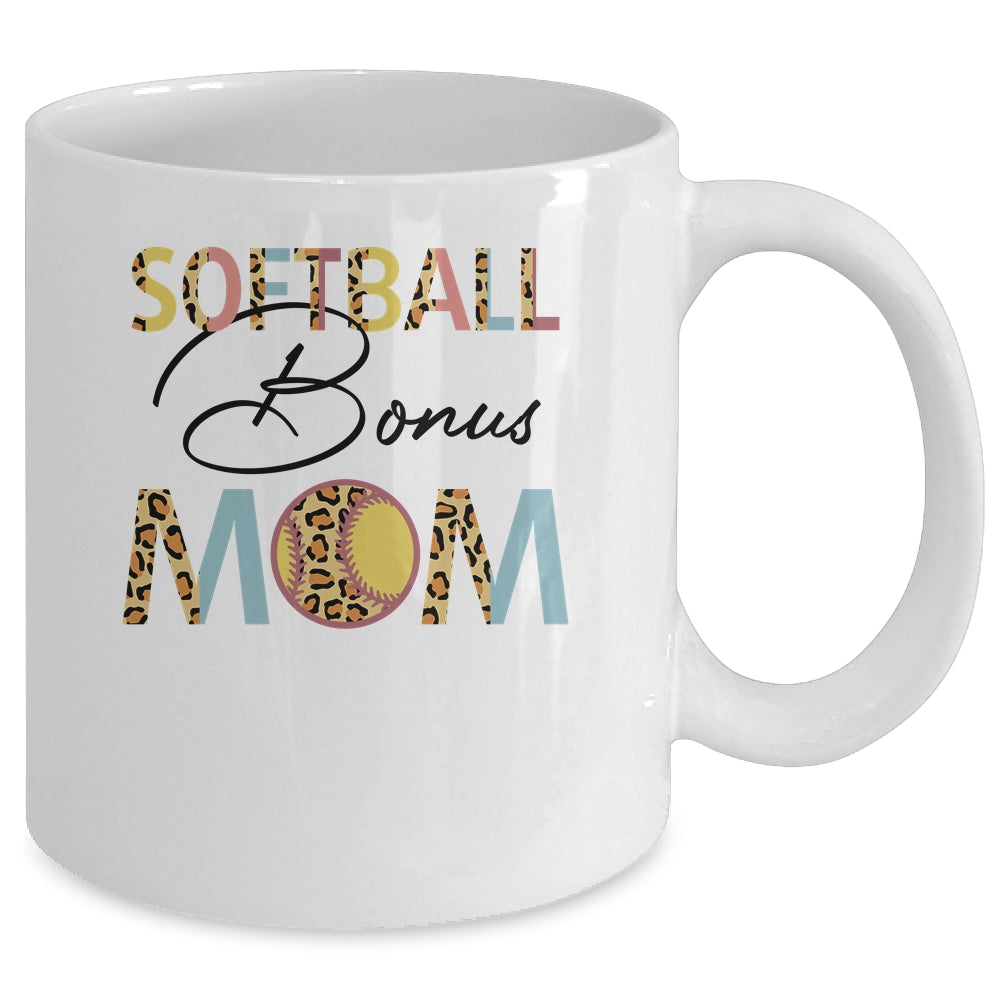Softball Bonus Mom Softball Mom Leopard Mothers Day Mug Coffee Mug | Teecentury.com