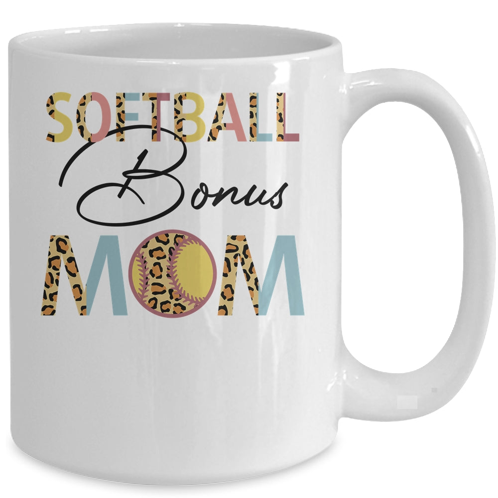 Softball Bonus Mom Softball Mom Leopard Mothers Day Mug Coffee Mug | Teecentury.com