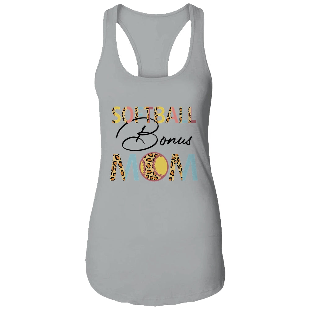 Softball Bonus Mom Softball Mom Leopard Mothers Day T-Shirt & Tank Top | Teecentury.com