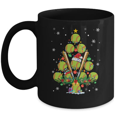 Softball Christmas Tree Santa Pickleball X Mas Lights Mug | teecentury