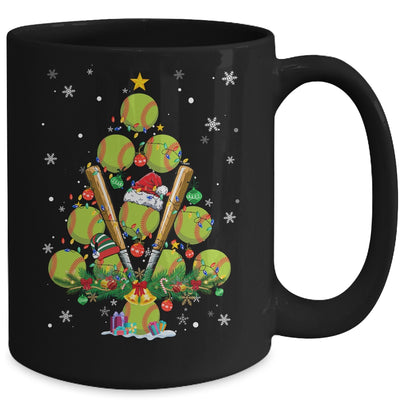 Softball Christmas Tree Santa Pickleball X Mas Lights Mug | teecentury