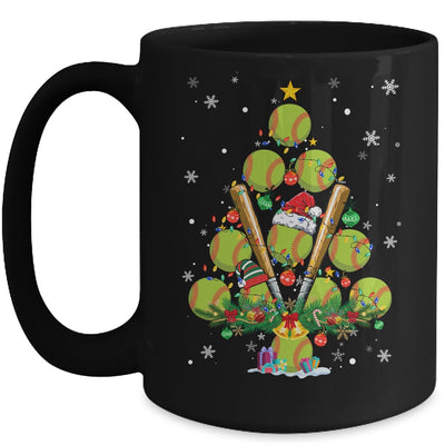 Softball Christmas Tree Santa Pickleball X Mas Lights Mug | teecentury