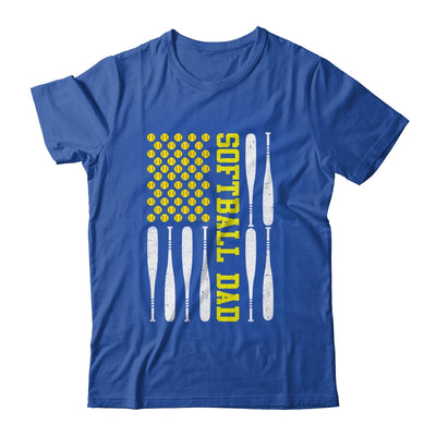 Softball Dad Vintage USA American Flag Father's Day T-Shirt & Hoodie | Teecentury.com