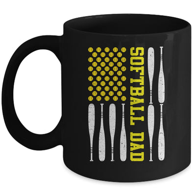 Softball Dad Vintage USA American Flag Father's Day Mug Coffee Mug | Teecentury.com