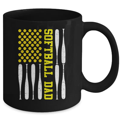 Softball Dad Vintage USA American Flag Father's Day Mug Coffee Mug | Teecentury.com