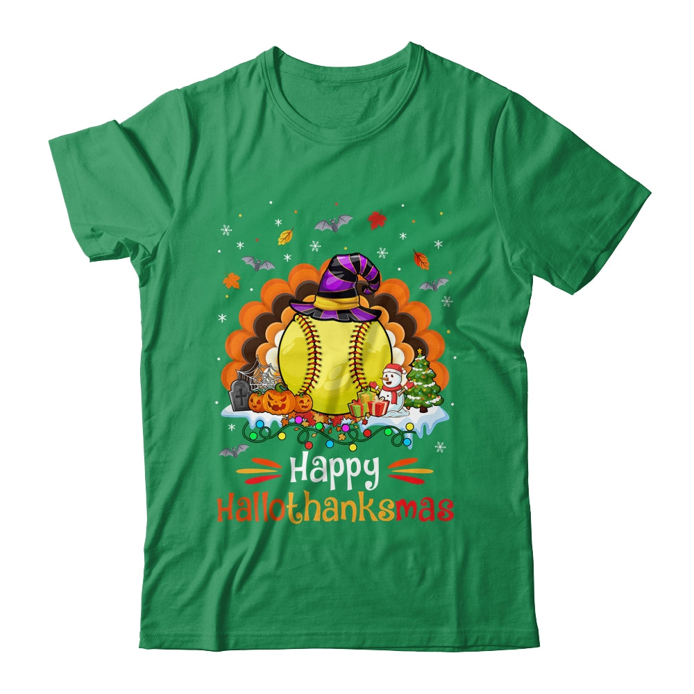 Softball Halloween Christmas Thanksgiving Hallothanksmas Shirt & Sweatshirt | teecentury