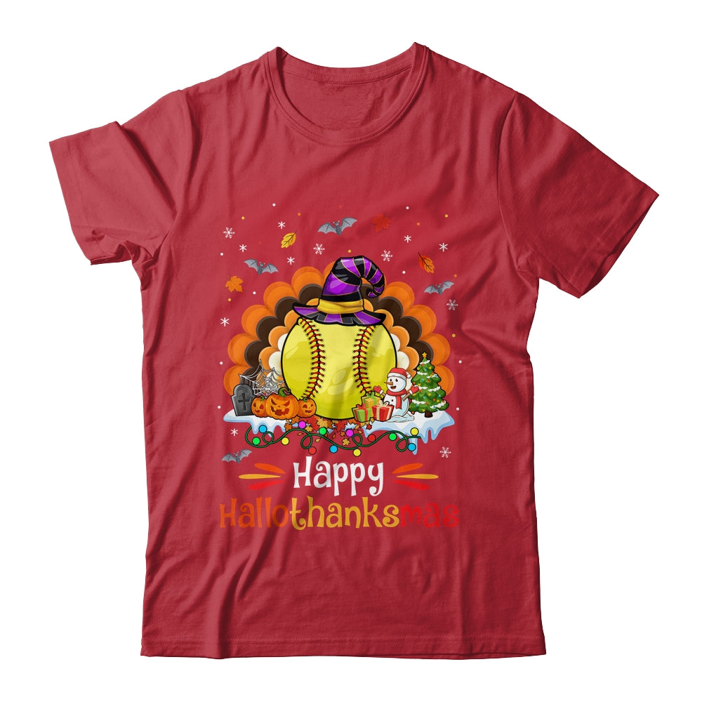 Softball Halloween Christmas Thanksgiving Hallothanksmas Shirt & Sweatshirt | teecentury