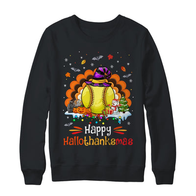 Softball Halloween Christmas Thanksgiving Hallothanksmas Shirt & Sweatshirt | teecentury