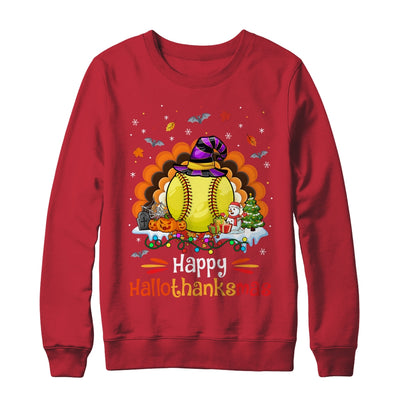 Softball Halloween Christmas Thanksgiving Hallothanksmas Shirt & Sweatshirt | teecentury
