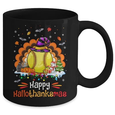 Softball Halloween Christmas Thanksgiving Hallothanksmas Mug | teecentury