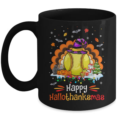 Softball Halloween Christmas Thanksgiving Hallothanksmas Mug | teecentury