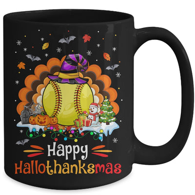 Softball Halloween Christmas Thanksgiving Hallothanksmas Mug | teecentury