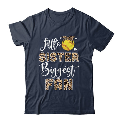 Softball Little Sister Biggest Fan Softball Sister Leopard Shirt & Tank Top | teecentury