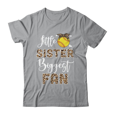 Softball Little Sister Biggest Fan Softball Sister Leopard Shirt & Tank Top | teecentury